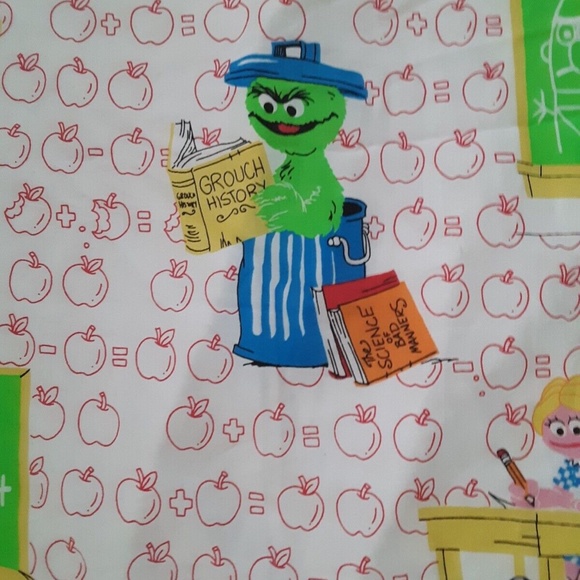 Vintage Muppets SESAME STREET School Room Flat & Fitted Twin Sheets - Picture 8 of 9